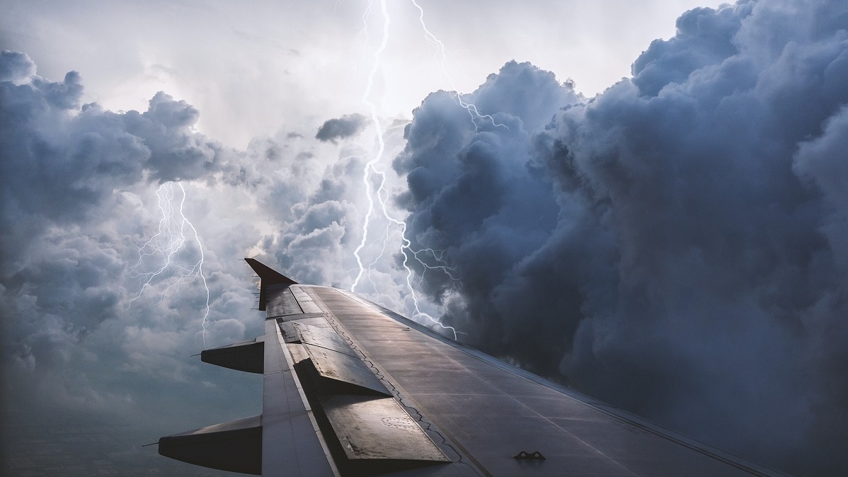 Airplane and lightning