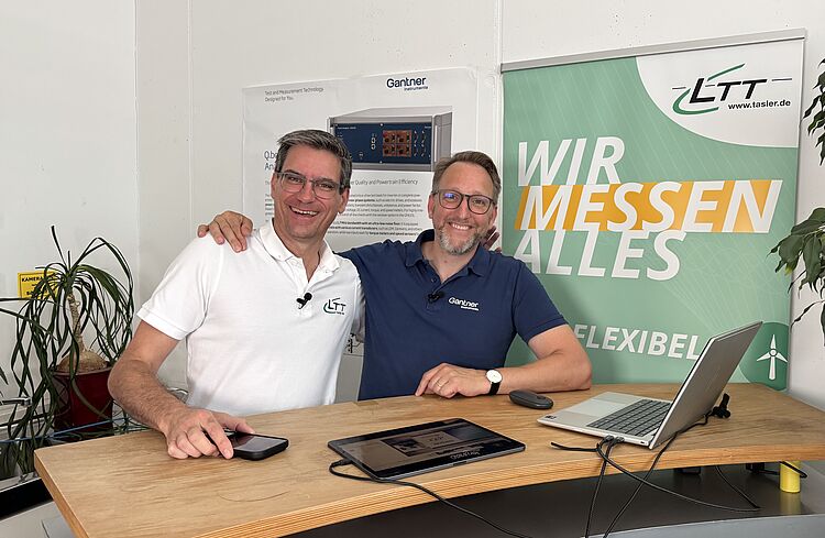 Messtechnik-Experten Michael Tasler und Bernhard Rennhofer nach ihrem Vortrag über Hochvolt-Technik wärend dem Webinar messweb insights