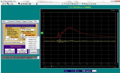 LTTpro measurement software screenshot